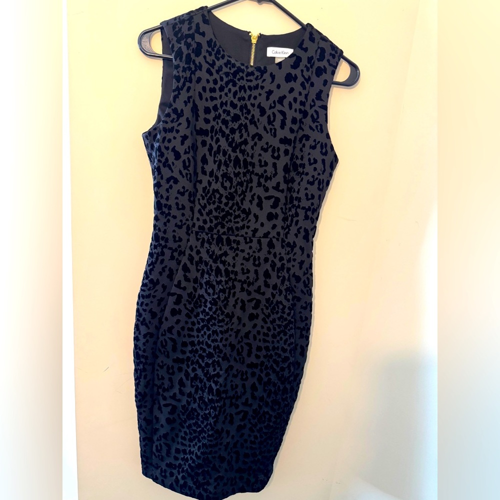 Calvin Klein Black Animal Print Midi Dress
